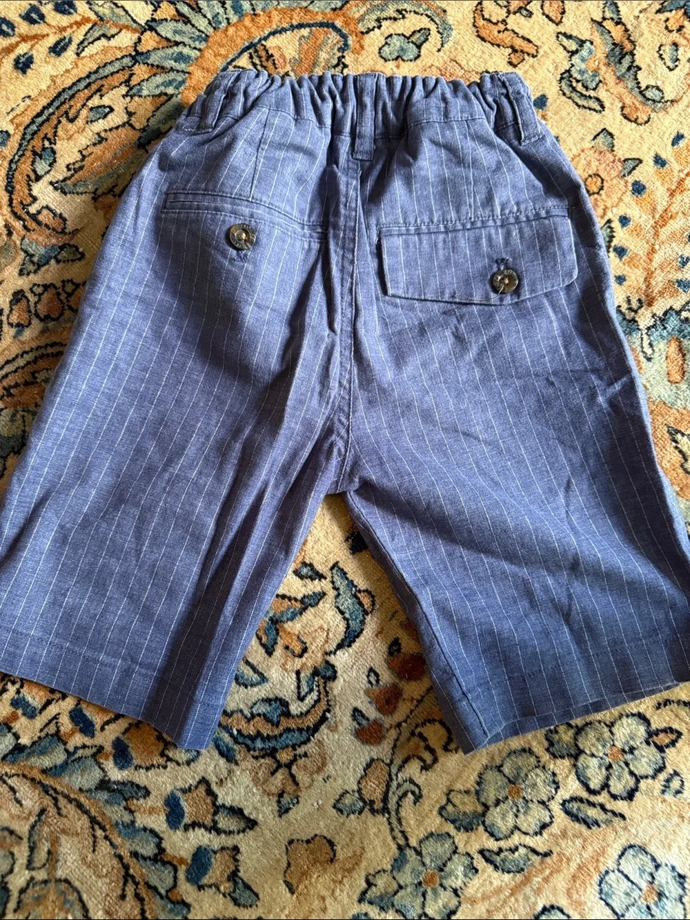 Appaman Navy Pinstripe Flat Front Shorts 8y